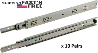 10 Pair- Full Extension 100 lb capacity Ball Bearing Drawer Slide 10''-24''