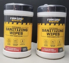 200 Firm Grip WIPES Hand Cleaning Towelettes REMOVE DIRT 2 100 Pack Cans ALOE