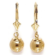 Women/Children's Stylish 14K Solid Yellow Gold Dangle Ball Earrings