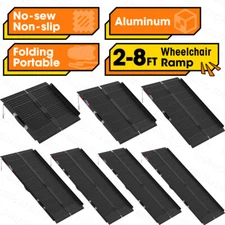 2-8ft Aluminum Multi-Folding Wheelchair Scooter Mobility Ramp Portable Non-Slip