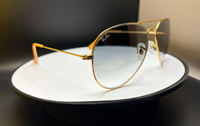 Brand New Sealed Ray-Ban RB3025 Aviator Gold Frame Glasses in Gradient Blue, M