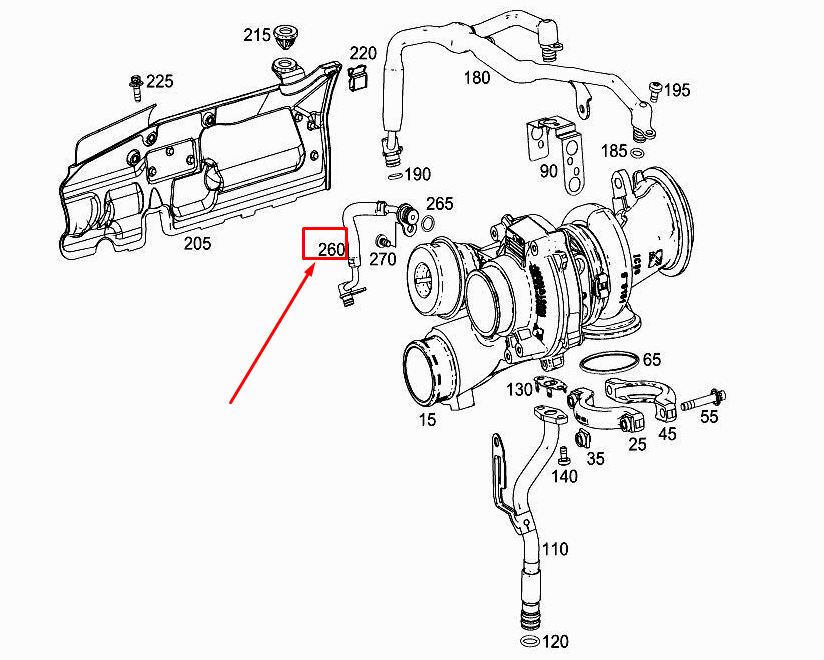Neu MERCEDES-BENZ E W213 Rechte Motorentlüftungsleitung A1772031517 Original