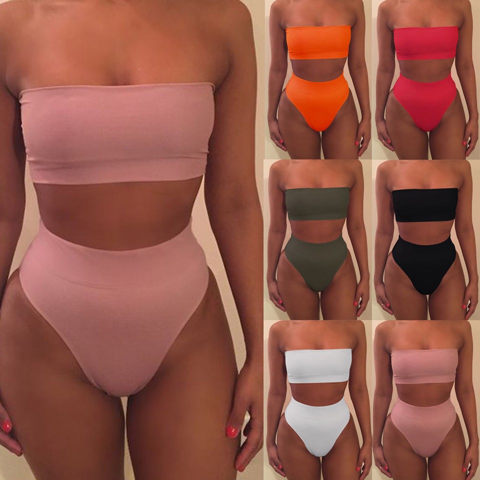 Mujeres Vendaje Bikini Push-up Acolchado Sujetador Traje de Baño Conjunto de 2 piezas Trajes de Baño