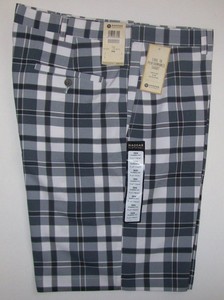 Haggar Cool 18 Mens Golf Shorts Sz 36w Black Plaid Comfort Waist