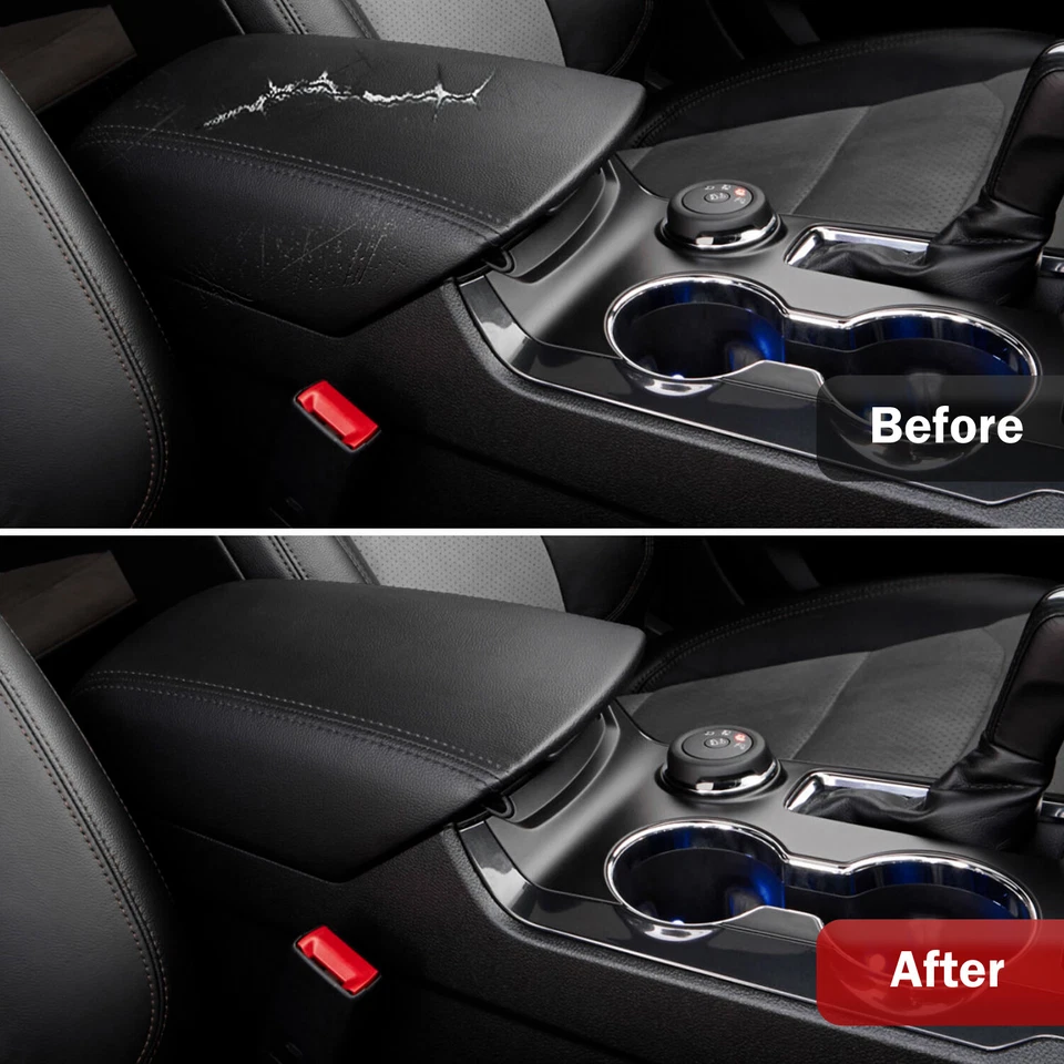 Se adapta a Ford Explorer 2011-2019 cuero consola central tapa reposabrazos cubierta negra KBH Foto 3 de 4