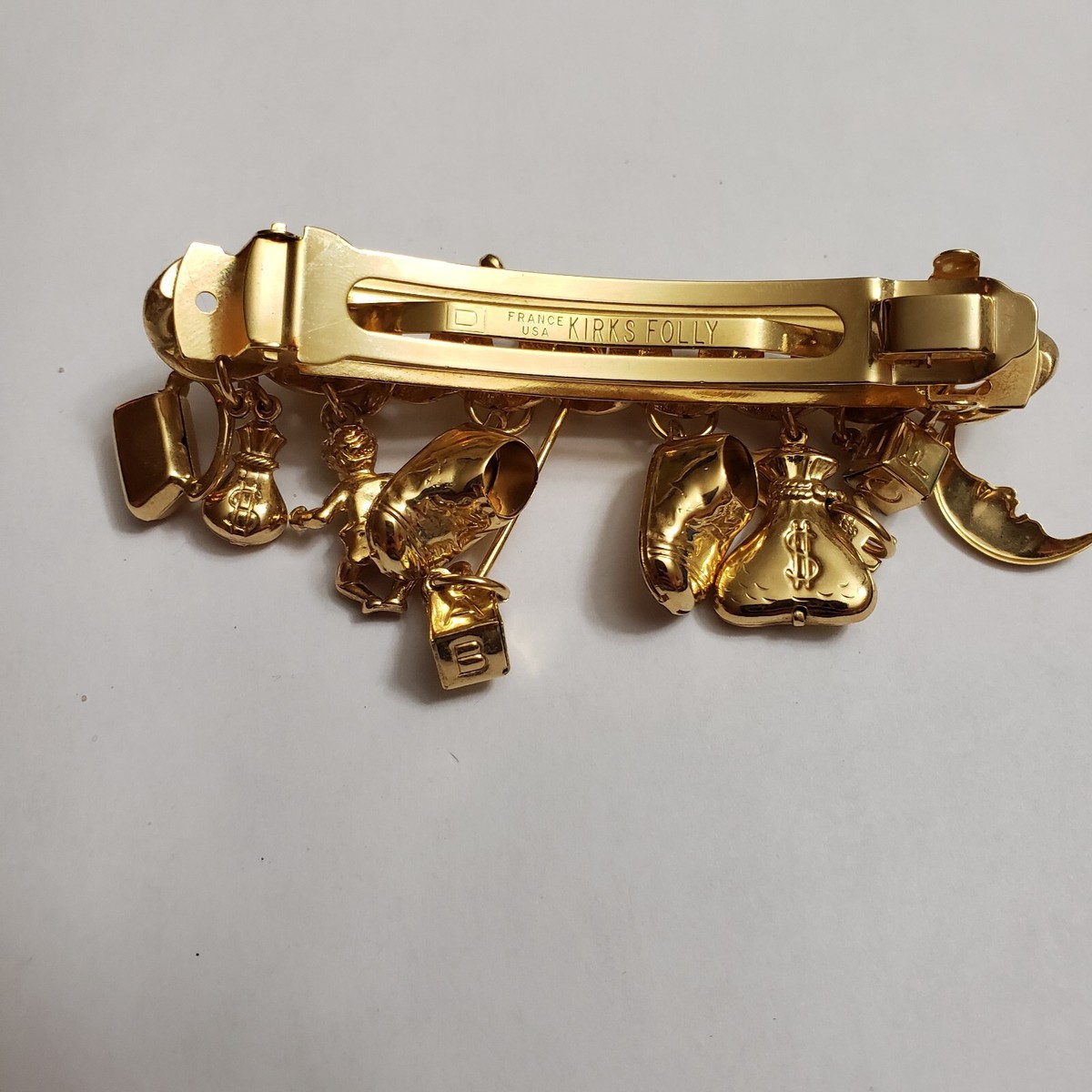 Kirks Folly Gold Tone Hair Barrette With Charms France Usa  display picture 3