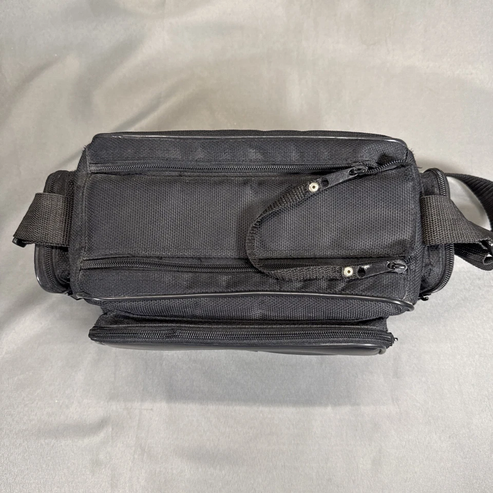 Bolso de hombro vintage para cámara Canon - negro - bolsillos laterales y delanteros con cremallera Foto 3 de 4