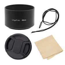 LingoFoto 49mm Metal Telephoto Hood + 58mm Center pinched lens cap