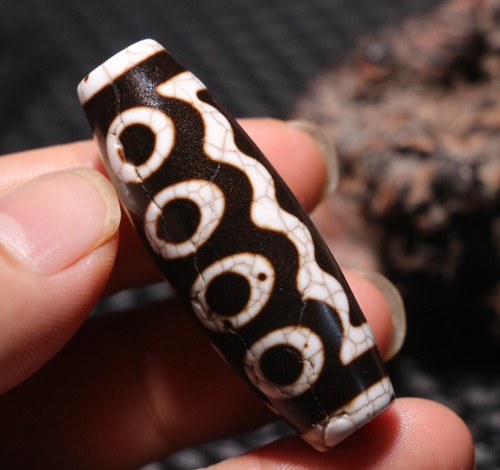 Energy Tibetan old Agate 7 Eyed Big Fortune Rich Symbol dZi Bead Pendant 51MMs - 第 10/14 張圖片
