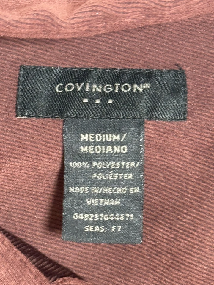 Camisa Covington Para Hombre Mediana Borgoña Imitación Gamuza Poliéster Abotonada Manga Larga Foto 2 de 4