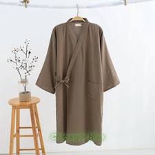 Men Bathrobe Japanese Night Robe Sleepwear Kimono Dressing Gown Yukata Pajamas