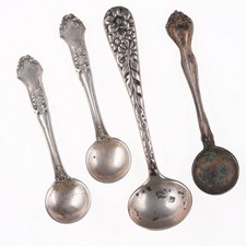 Antique Sterling salt spoon lot