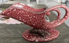 Vintage Hull Pottery W10-11" Cornucopia Dark Red & White Speckled Horn of Plenty