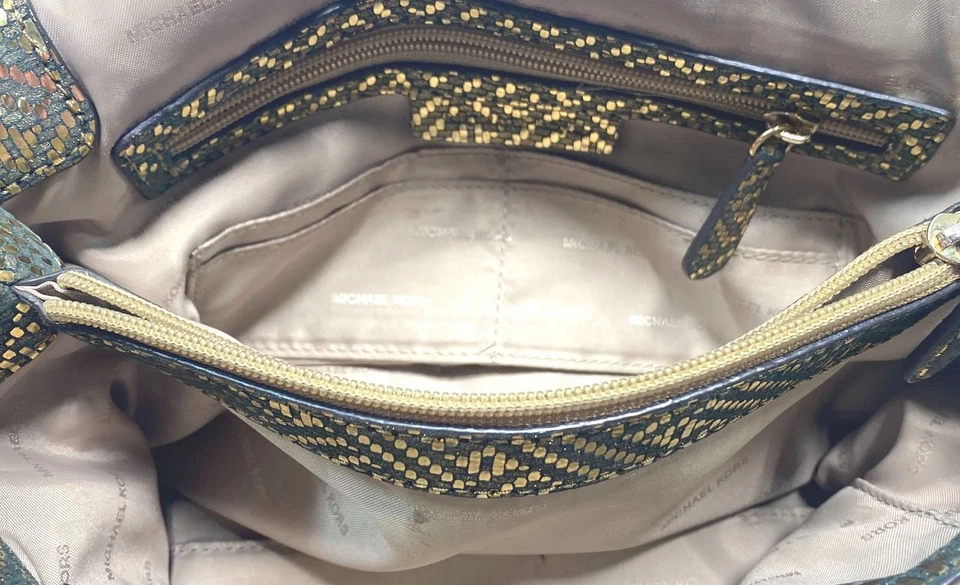 Michael Kors Mujeres Dorado Geométrico Lentejuelas Cadena Bolso de Hombro Cartera Med Foto 4 de 4