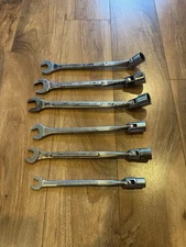 Lot Of Vintage 6pc Drop Forged Open End Flex Head Socket Wrench Various Sizes