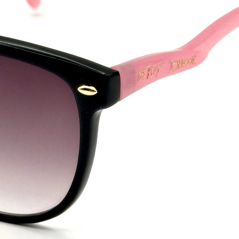 Betsey Johnson Designer Fashion Sunglasses Raven Black & Pink Frame Gradient - Image 4 of 4