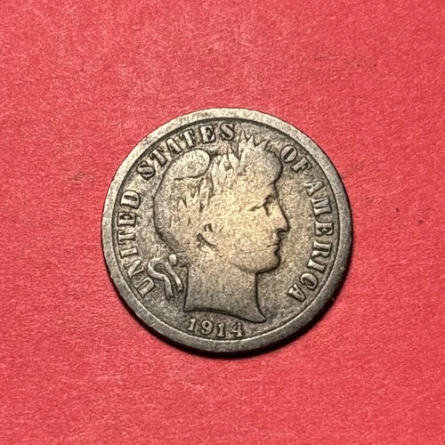 (1) Beautiful Toned Antique 1914-P Barber Dime VG-VERY GOOD NICE FILLER