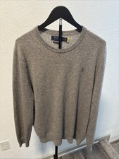 Polo Ralph Lauren Mens Gray 100 Cashmere Crewneck Sweater Large Gray Logo
