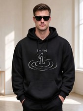 1pc Men'S Graphic Pullover Hoodie, Casual Long Sleeve Hooded Sweatshirt with F