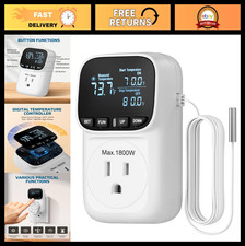 Digital Temperature Controller for Attic Fan, 15A Thermostat Plug, VA Display, -