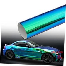 Holographic Laser Green to Blue Chrome Car Vinyl Wrap Glossy Chameleon Vehicle