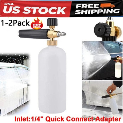 #ad 1 4quot; Snow Foam Washer Gun Car Wash Soap Lance Cannon Spray Pressure Jet Bottle $10.83