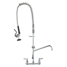 36" Commercial Pre-Rinse Faucet Wall Mount Kitchen Sink Faucet w/ Sprayer