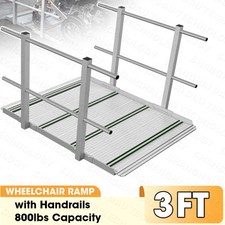 3FT Wheelchair Ramp with Handrails Aluminum Threshold Ramp for Scooters&Walkers