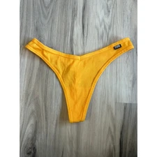 Medium Victoria's Secret PINK Sexy Thong String V-Cut LOGO Golden Mustard NWT