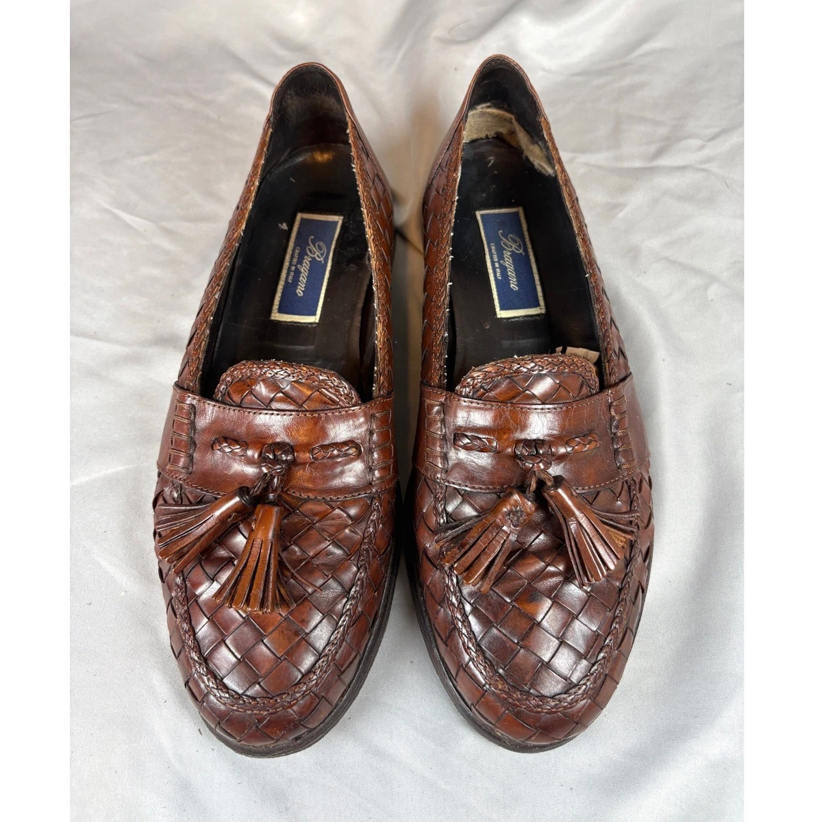 Bragano Cole Haan Woven Shoes Mens Size 8.5W Black Brown Leather Loafers Preppy cole haan woven loafers products for sale | eBay main image 2