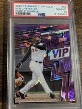 KEN GRIFFEY JR 2025 Panini NSCC VIP Gold #53 Purple Sparkle Prizm /50 PSA 10