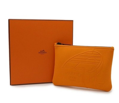 BRAND NEW Hermes Neobain Thalassa Pm Makeup Pouch Women Orange PAPERWORK INCLUDE