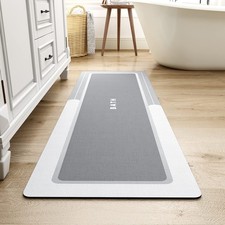 MontVoo-Bath Mat Runner Long Bathroom Rug Non Slip 17"x59" runner , Grey