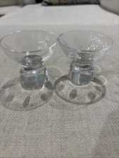 Vintage Crystal Salt Cellars Set of 2  Cut Glass Footed Heavy Bottom