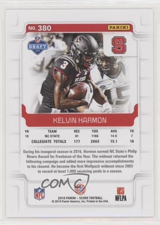 2019 Score Rookies End Zone /6 Kelvin Harmon #380 Rookie RC - Image 2 of 2