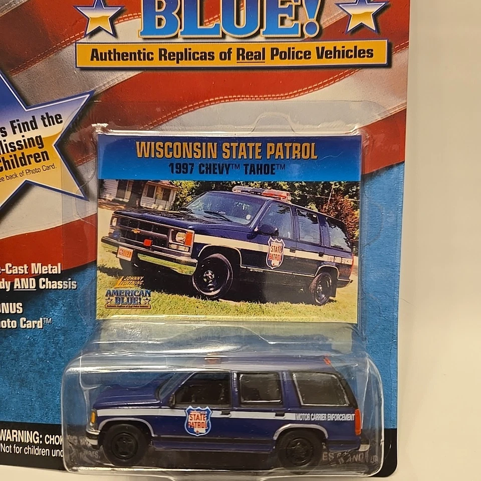 Johnny Lightning American Blue Wisconsin State Patrol 97 Chevy Tahoe 1:64 Scale - Image 2 of 4
