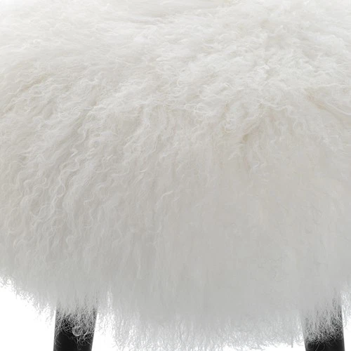 Uttermost 23830 Wooly 17"W Sheepskin Accent Stool - White / Matte Black - Picture 2 of 5