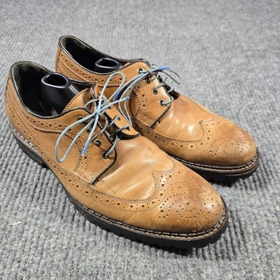 Johnston & Murphy Shoes Mens Size 10 Tan Wingtip Brogue Oxford Leather Lug Sole