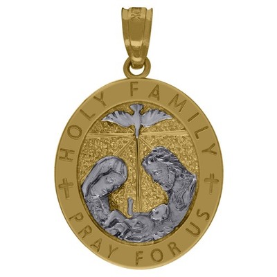 10kt Bicolor Gold Herren Religiöse Heilige Familie Anhänger