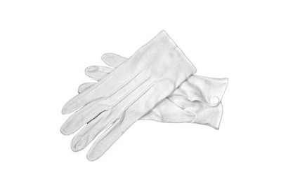 Schützenhandschuh mit 3 Biesen und einem Druckknopf in weiß