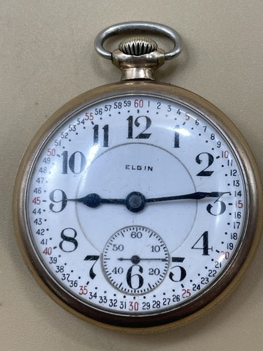 1921 Elgin FATHER TIME Railroad Grade 454 Pocket Watch 16s 21j Philly Case 20yr