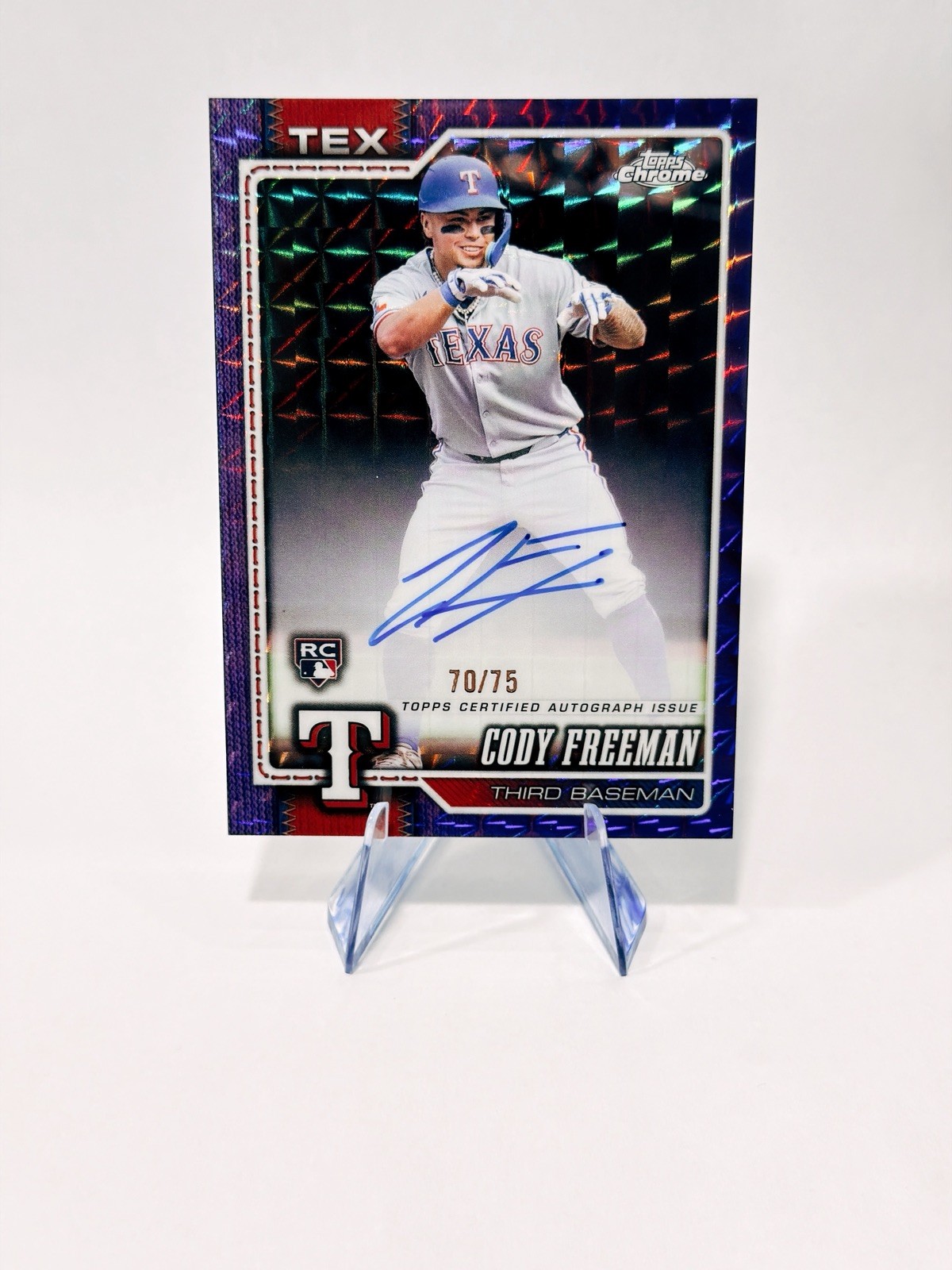 2026 Topps Chrome Cody Freeman Rookie Auto Purple Geometric Refractor /75 (RC)