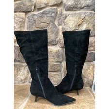 Steve Madden Averee WC Black Suede Wide Calf Heel Knee High Boots Womens 11 New