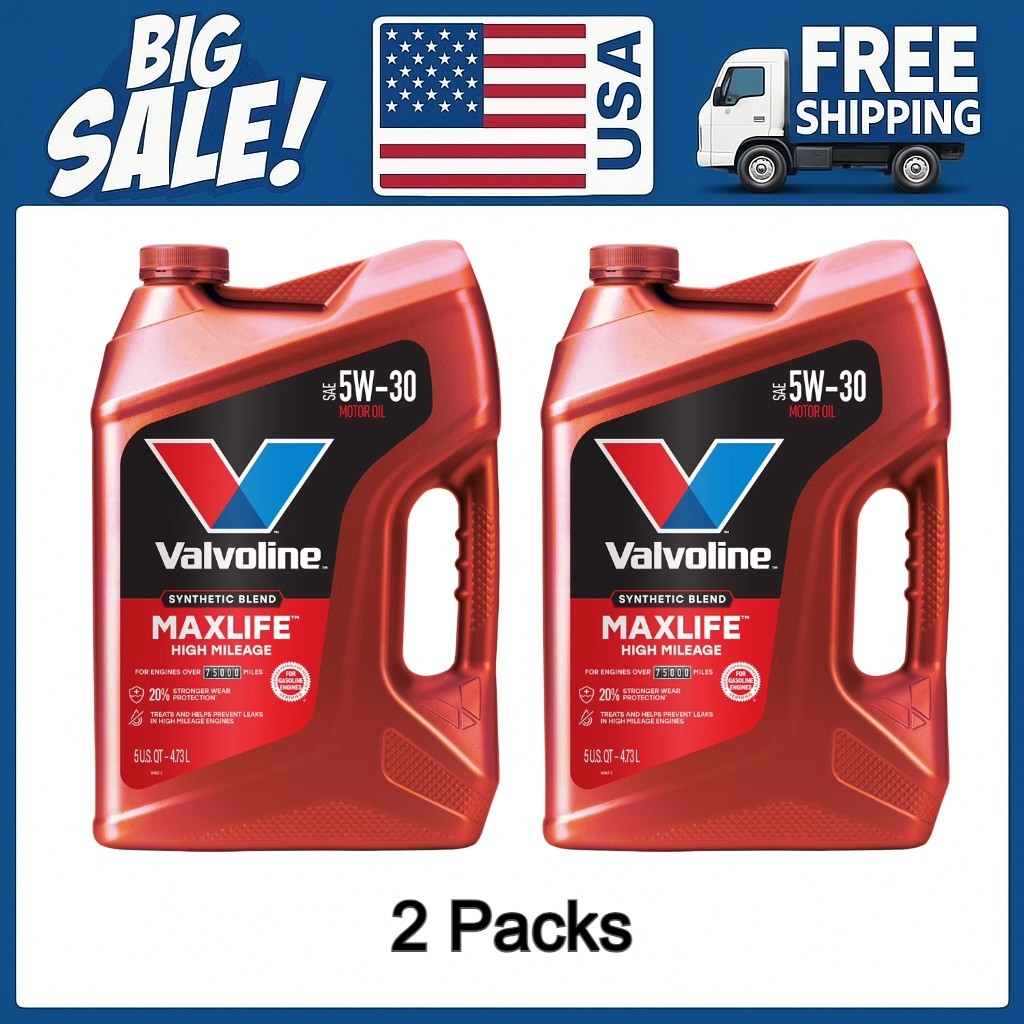 2 Pack Valvoline High Mileage with MaxLife Technology SAE 5W