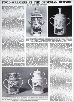 FOOD-WARMERS AT THE GEORGIAN BEDSIDE. SEVERAL PICTURES AND ACCOMPANYING TEXT, RE