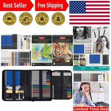 80 Pack Drawing Set Sketching Kit, Pro Art Supplies with 3-Color Sketchbook