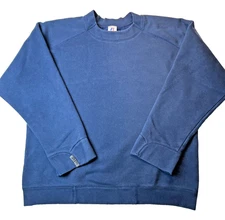 Rare Russell Athletic Blank Sweatshirt Mock Neck Mens Med Navy Pullover Heavy