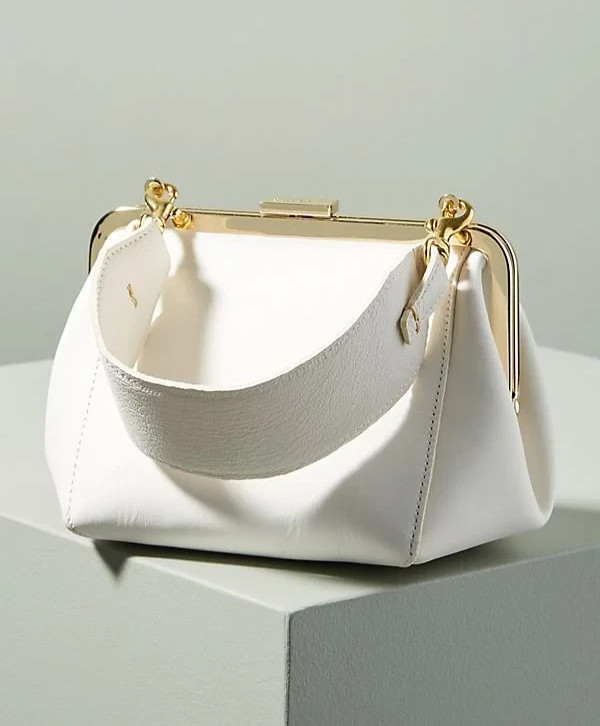 Clare V. Le Box Bag White Leather Small