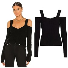 NEW Helmut Lang Size Large Strap VNeck Black Sweater NWT 425.00