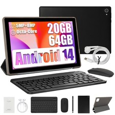 2025 10.1 inch Android 15 Tablets HD Touchscreen Octa-Core 20GB 64GB Dual Camera